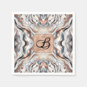 Servilleta De Papel Rosa Dorado Plateado Mármol Femenino Glam 