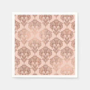 Servilleta De Papel Rosa Dorado Rubor Rosa Glam Damask Moderno