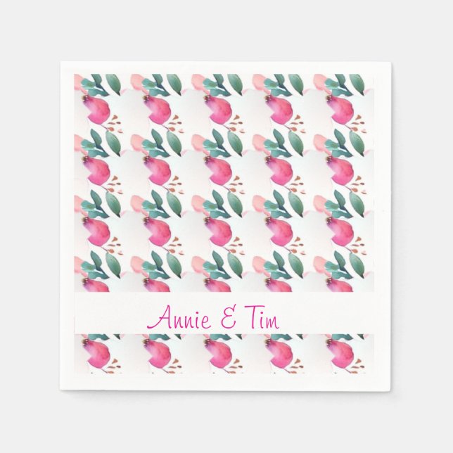 Servilleta De Papel Rosa dulce de arte bud (Anverso)