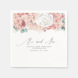 Servilleta De Papel Rosa Dusty Flores Elegante Botánico Sr. y Sra.