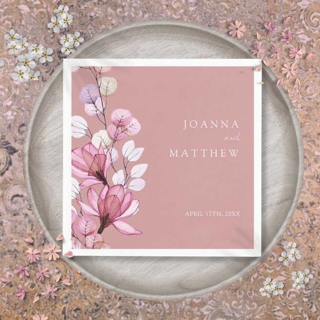 Servilleta De Papel Rosa  elegante Boda floral moderno (Dusty Rose Elegant Modern Floral Wedding Napkins)