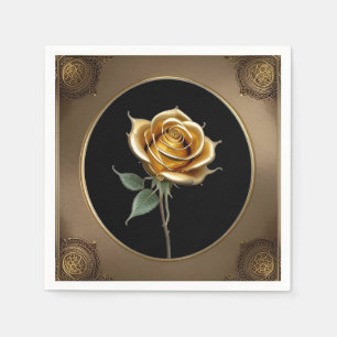 Servilleta De Papel Rosa elegante con marco decorativo ornamentado
