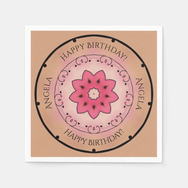 Servilleta De Papel Rosa Feliz Cumpleaños (Anverso)