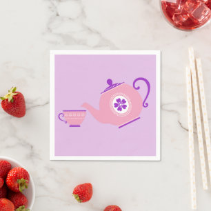 Servilleta De Papel Rosa + fiesta de té morado