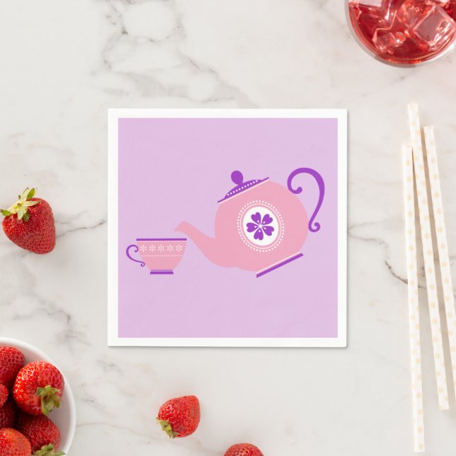 Servilleta De Papel Rosa + fiesta de té morado (In situ)