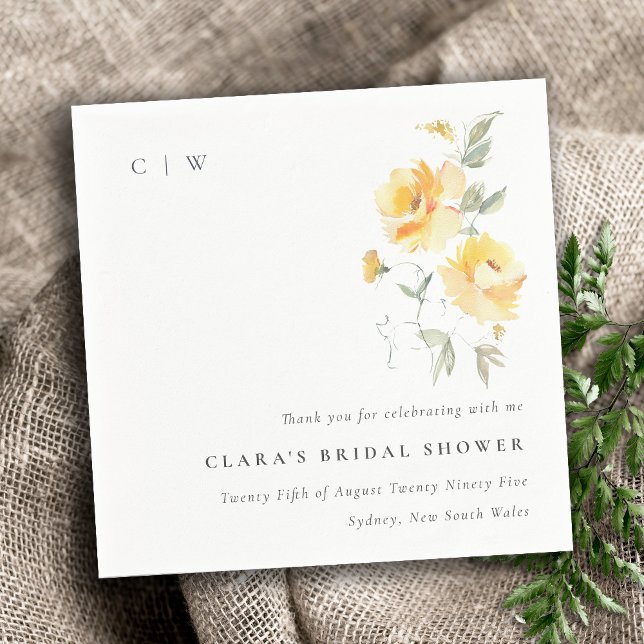 Servilleta De Papel Rosa Flor de Acuarela Amarillo Verde Ducha Nupcial (Subido por el creador)