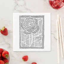 Rosa Floral Arte Geométrico en Servilletas de Pape