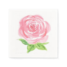 Rosa Floral de color de agua suave pintado a mano