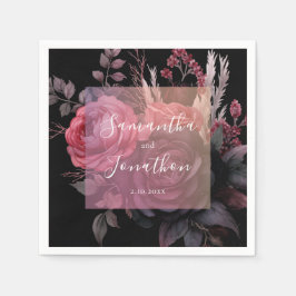 Servilleta De Papel Rosa floral gótico oscuro Moody Boda
