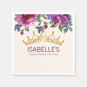 Servilleta De Papel Rosa floral Moda de la Corona Diseño de cumpleaños