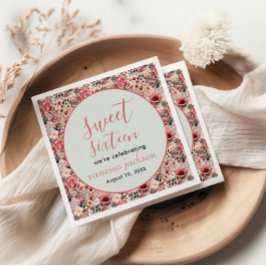 Servilleta De Papel Rosa floral rosa rugoso dorado dulce dieciséis