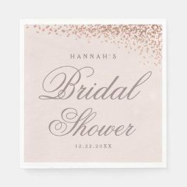 Servilleta De Papel Rosa Gold Confetti Script Bridal Shower