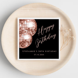 Servilleta De Papel Rosa Gold Disco Ball Happy Birday