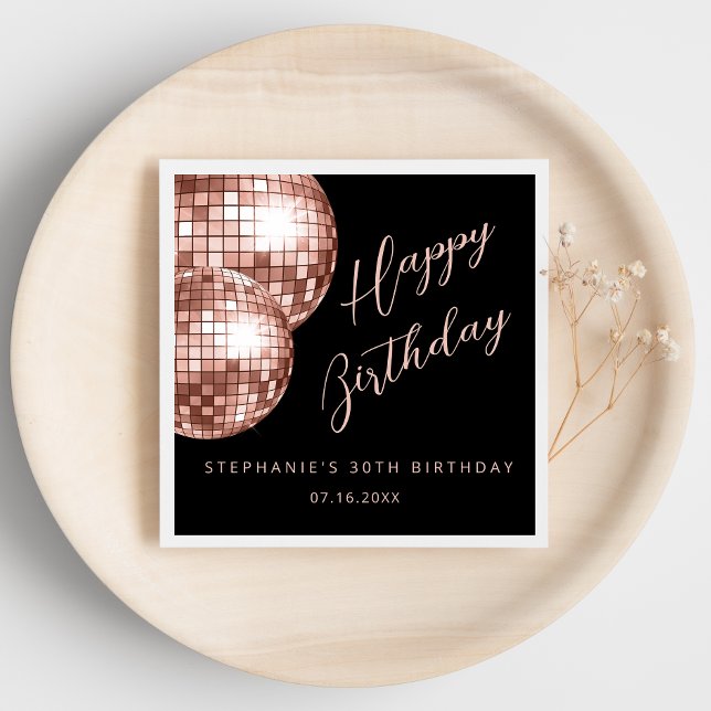 Servilleta De Papel Rosa Gold Disco Ball Happy Birday (Subido por el creador)