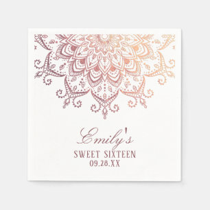 Servilleta De Papel Rosa Gold Mandala Sweet 16