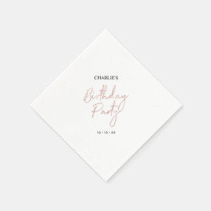 Servilleta De Papel Rosa Gold Modern Brush Script Adulto Birthday Part