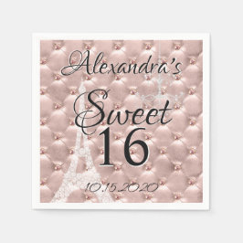 Servilleta De Papel Rosa Gold Paris Dulce Fiesta de Cumpleaños