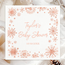 Servilleta De Papel Rosa Gold Snowflakes Baby Shower