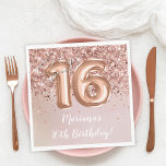 Servilleta De Papel Rosa Gold Sweet 16th Birthday Party<br><div class="desc">Rosa de dulces de oro dulce 16 cumpleaños servidos en las servilletas para decorar las mesas de la fiesta de cumpleaños.</div>