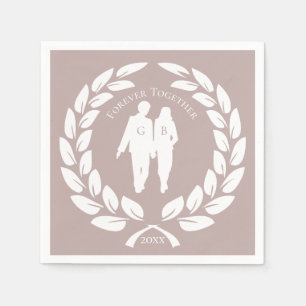 Servilleta De Papel Rosa Gris Rosa Rosa Oro Pareja Laurel Wreath