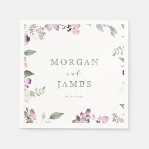 Servilleta De Papel Rosa jardín elegante monograma boda papel