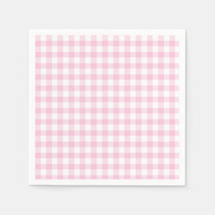 Servilleta De Papel Rosa ligero de Gingham clásico