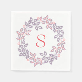 Servilleta De Papel Rosa, lila, corona botánica, personalizada