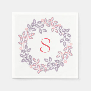 Servilleta De Papel Rosa, lila, corona botánica, personalizada