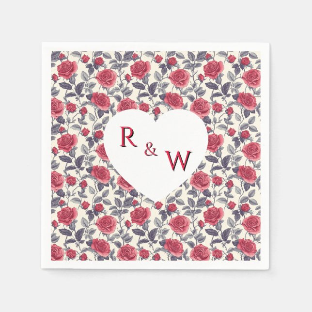 Servilleta De Papel Rosa lindo Boda Napkin (Anverso)