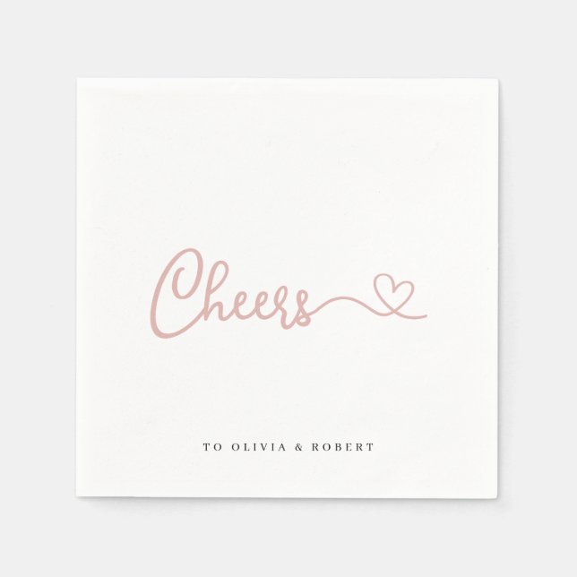 Servilleta De Papel Rosa minimalista Cheers Wedding Shower (Anverso)