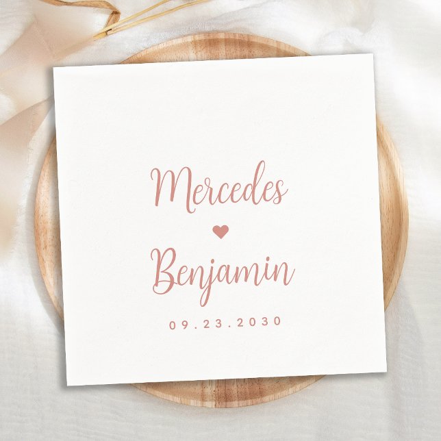 Servilleta De Papel Rosa moderno Boda del corazón personalizado (Subido por el creador)