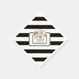 Servilleta De Papel Rosa moderno de rayas negras y blancas con ducha d