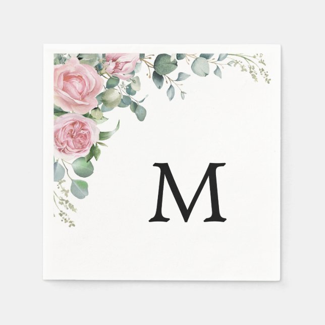 Servilleta De Papel Rosa moderno Eucalyptus Greenery Weeding (Anverso)