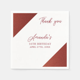 Servilleta De Papel Rosa moderno Purpurina de cobre dorado dulce 16 cu