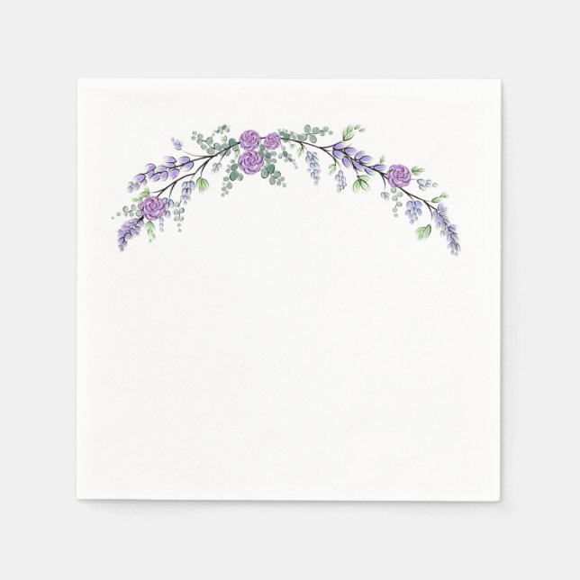 Servilleta De Papel Rosa morado de lavanda y eucalipto (Anverso)