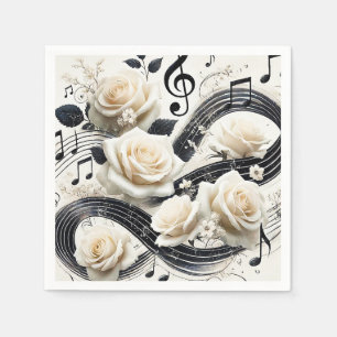 Servilleta De Papel Rosa Musical Romántica – Música Negra Crema Elegan