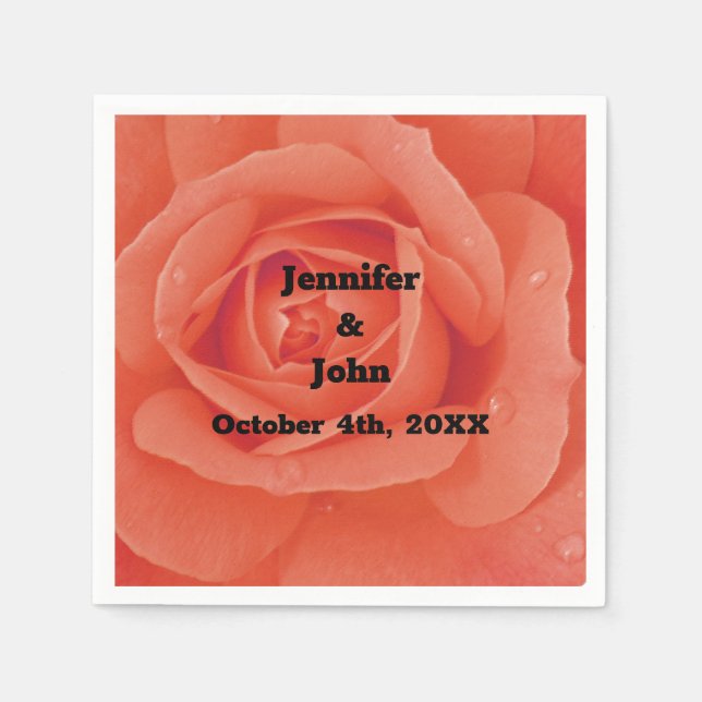 Servilleta De Papel Rosa naranja Floral Bloom Artsy Garden Boda de Caí (Anverso)