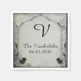 Servilleta De Papel Rosa negro gótico Trellis Monograma Boda