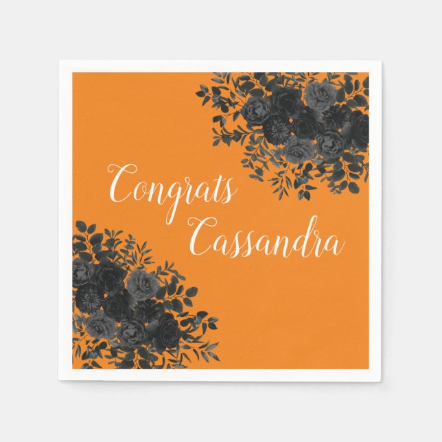 Servilleta De Papel Rosa negro Naranja del partido gótico de graduació (Anverso)