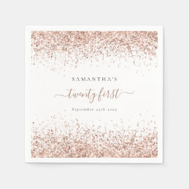 Servilleta De Papel Rosa Nombre Purpurina Oro Fecha Veinte Primer Fies