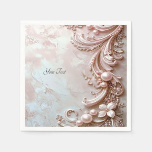 Servilleta De Papel Rosa Ornate Perla y Floral