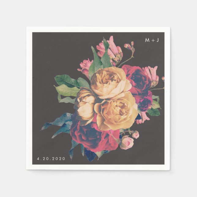 Servilleta De Papel Rosa oscuro Boda de la mesa de la tabla (Anverso)