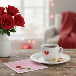 Servilleta De Papel Rosa personalizada Feliz Día de San Valentín 