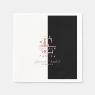 Servilleta De Papel Rosa Personalizado dividido en oro Monograma E F G