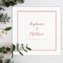 Rosa Polvo y Blanco Simple Fiesta de Boda Moderna