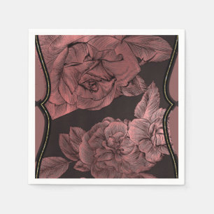Servilleta De Papel Rosa Polvoriento Vintage Rosa Dorado Elegante Glam
