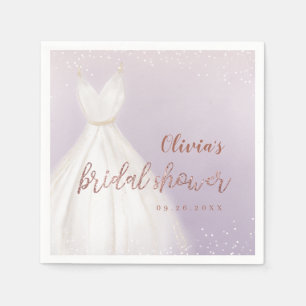 Servilleta De Papel Rosa púrpura vestido elegante de oro ducha de novi