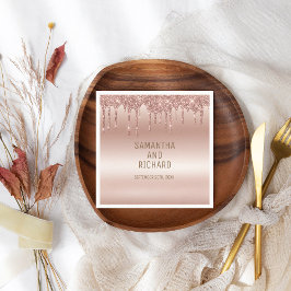 Servilleta De Papel Rosa Purpurina de goteo de oro