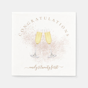 Servilleta De Papel Rosa Purpurina de Oro Champagne 21 cumpleaños