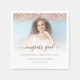 Servilleta De Papel Rosa Purpurina de oro Foto Graduación de felicitac